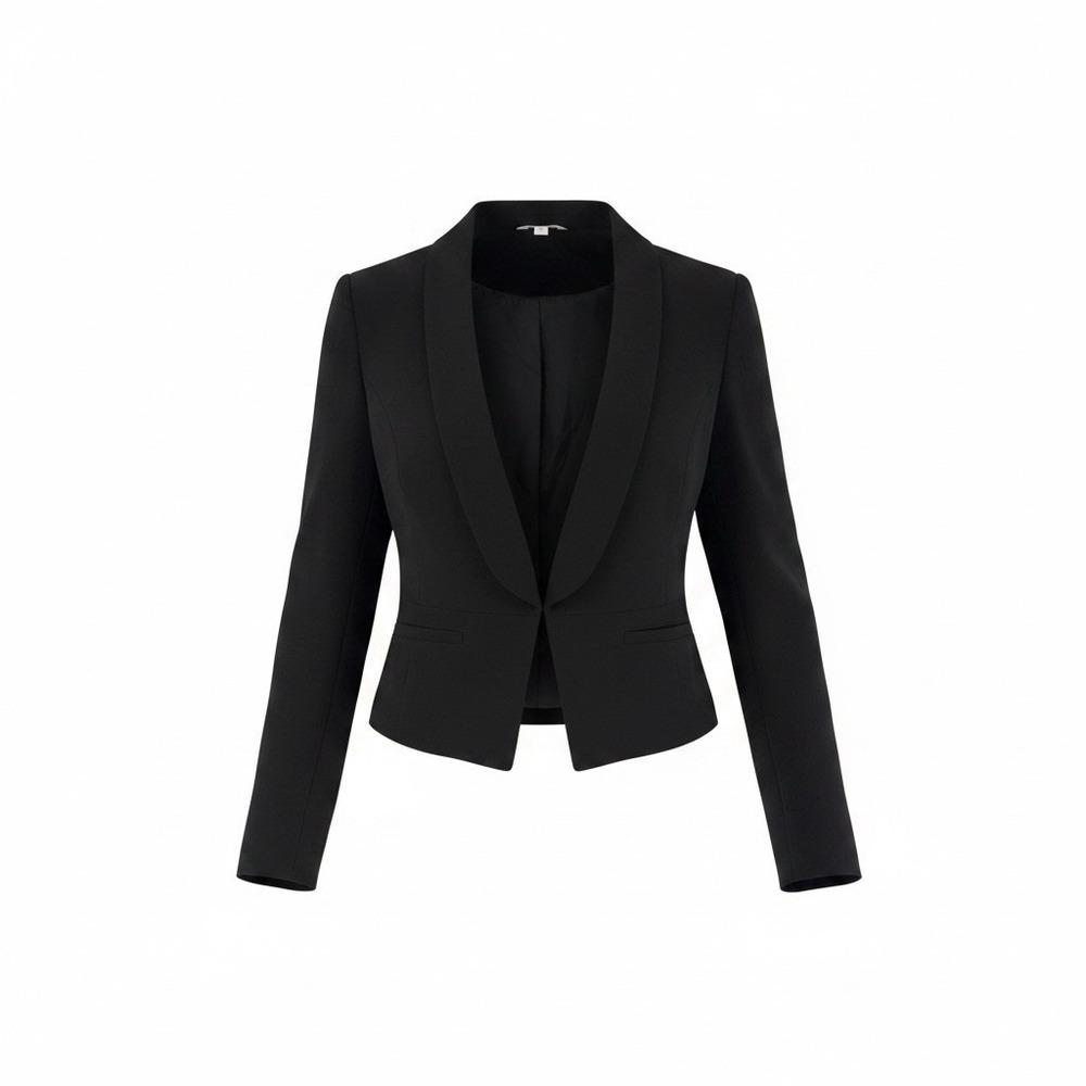 Candies Black Blazer Womens Large Lined Open Front Shawl Collar Bow Back Jacket